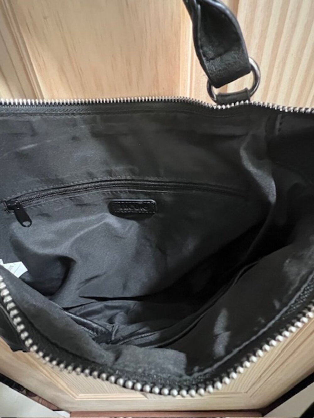 Nicole by Nicole Miller black handbag‎ soft leather satchel whip stitching - Picture 6 of 6